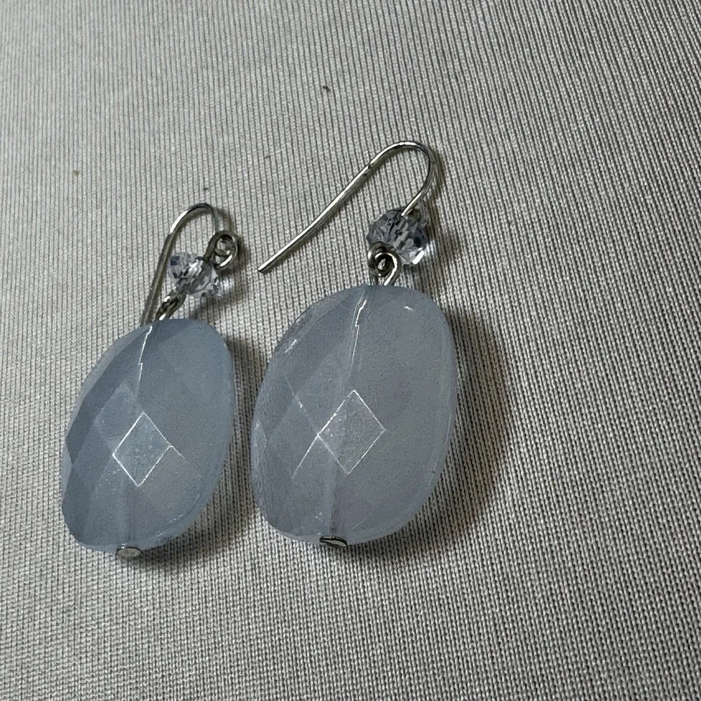 Bluish White Plastic Geometric Dangle Earrings‎